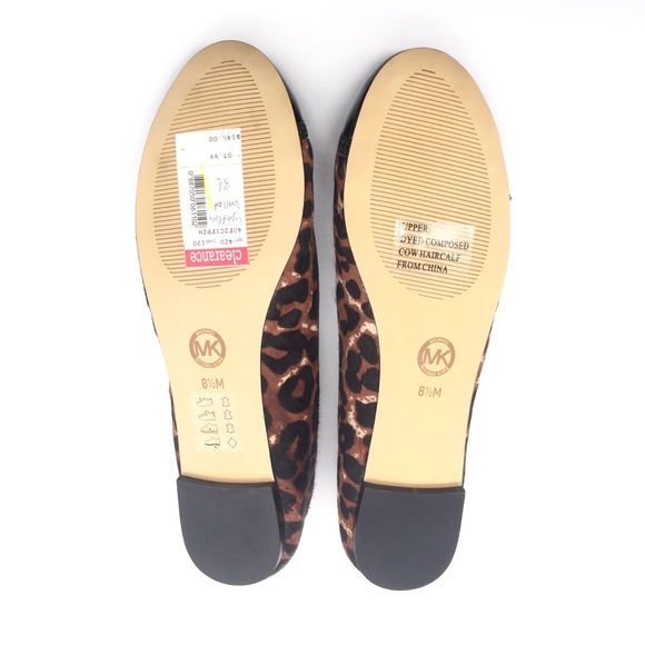 MICHAEL KORS Animal Print Calf Hair Leather Cap Toe Ballet Flats - Picture 14 of 15